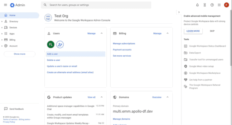 Figure 1:  Multi EMM binding in Google management console